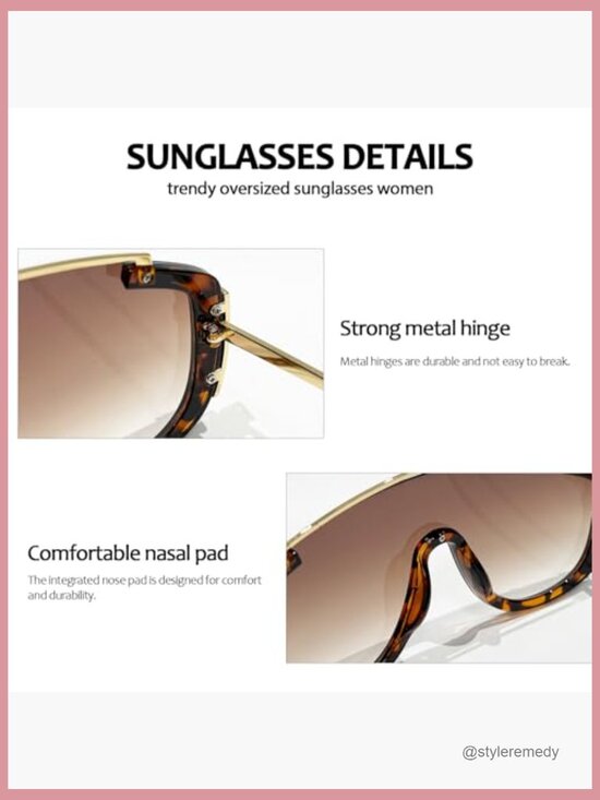 Oversized Retro Shield Sunglasses with UV400 Protection